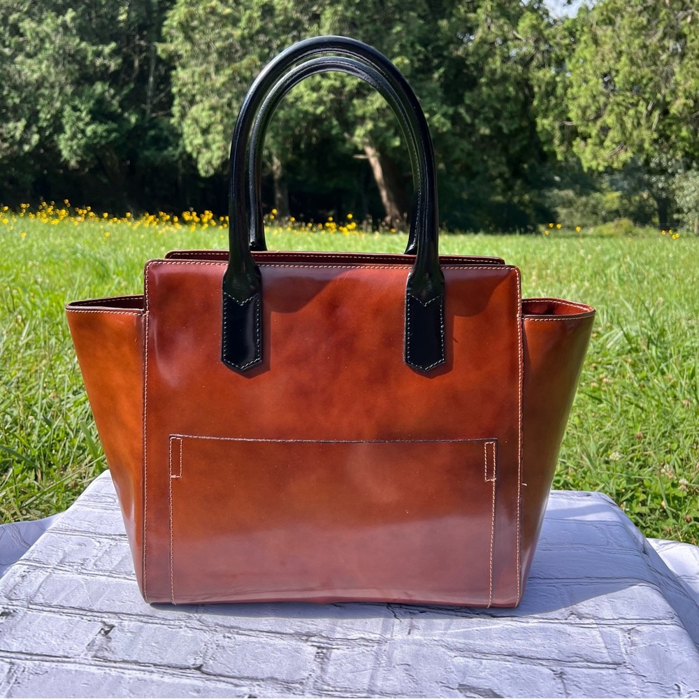 Made in Italy 🇮🇹I Genuine Leather Brown and Black Satchel Purse